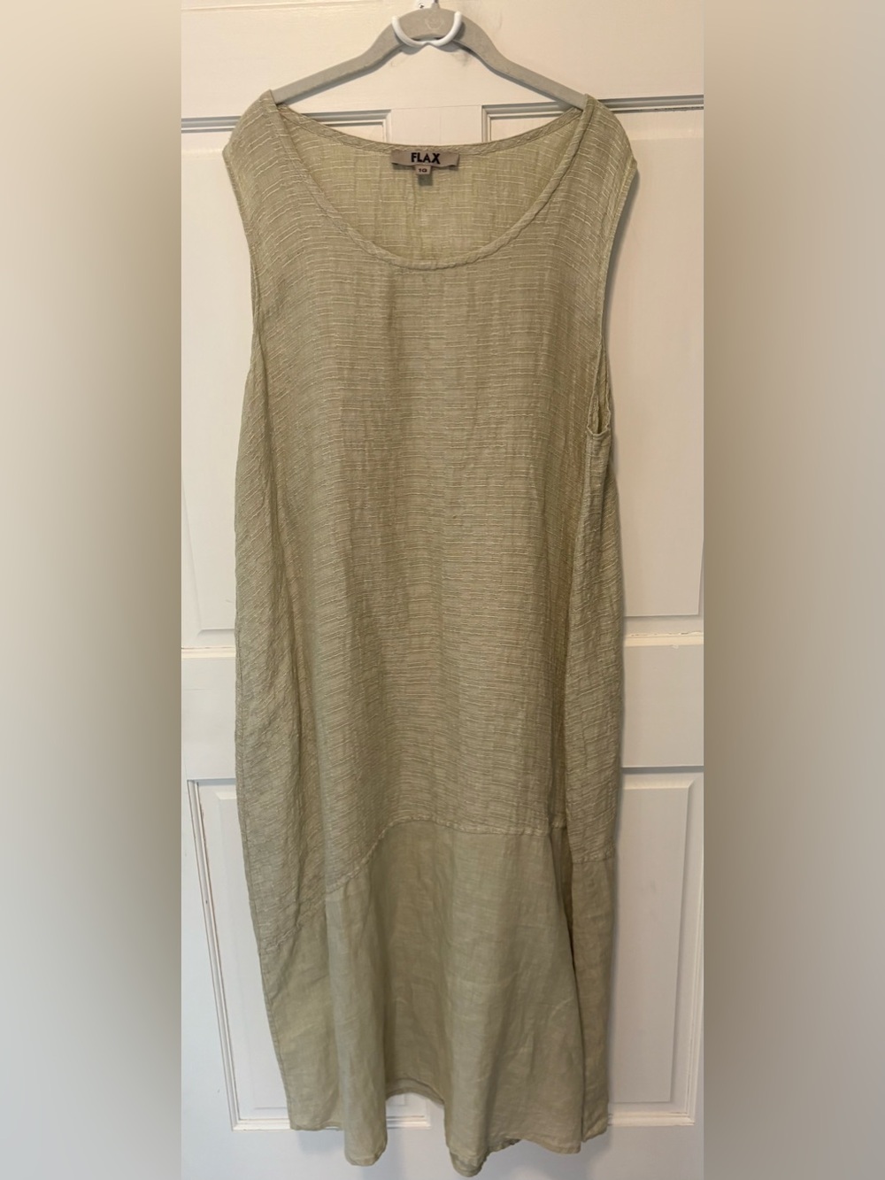 Flax 100% linen light green sleeveless lightweight lagenlook midi dress 1g 1x